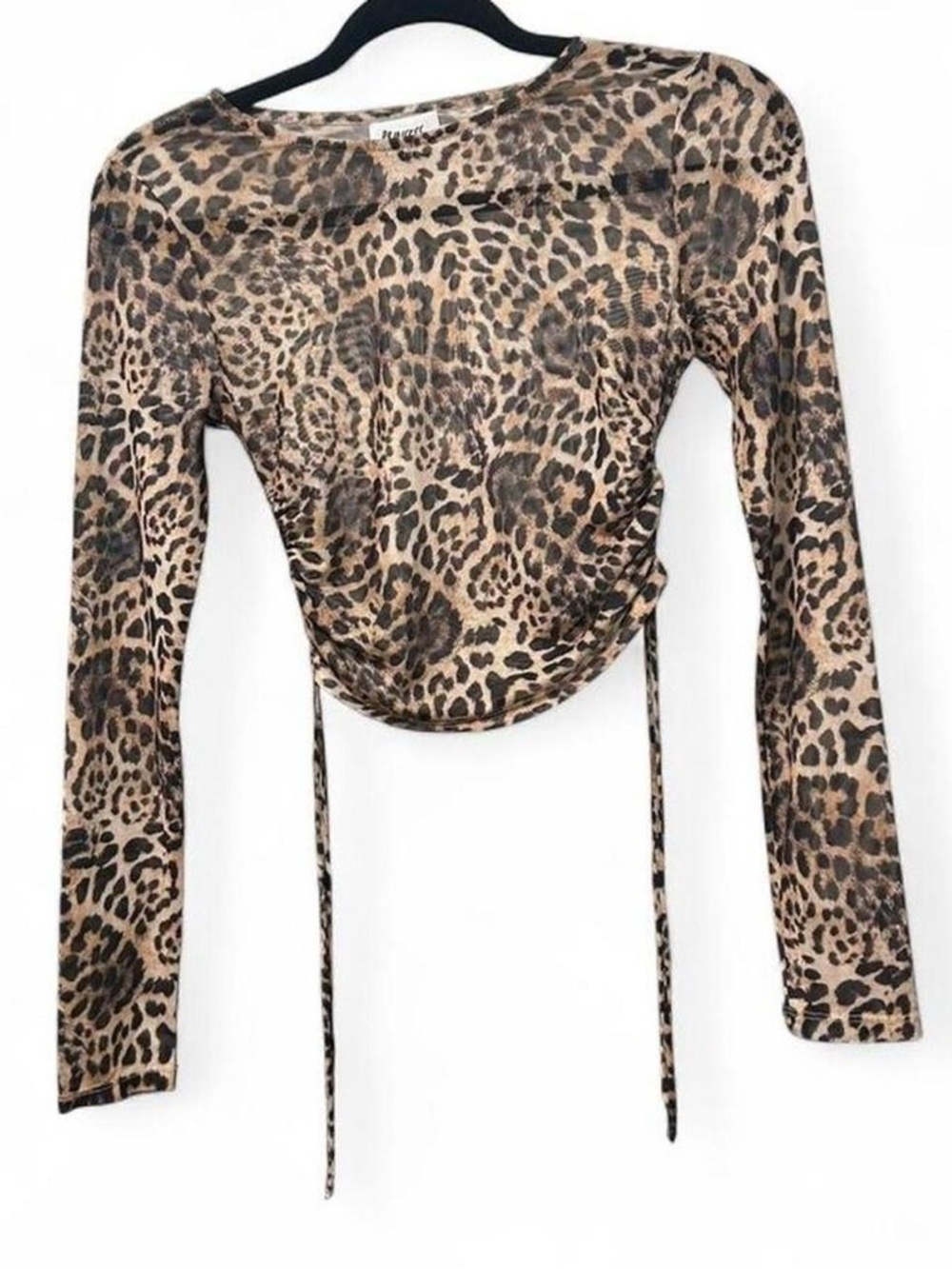 Princess Polly Leopard Print Long Sleeve Top Size 4 | Y2K Mesh Slim Fit